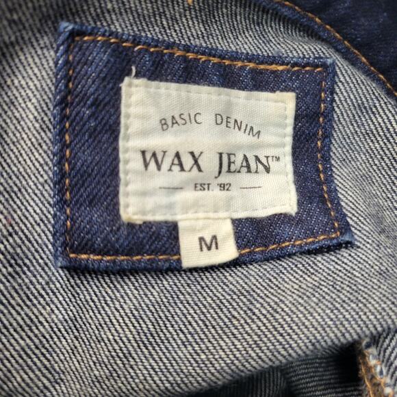 Wax Jean Jacket Womens Medium Distressed Denim Button Up Trucker Vintage Style - Picture 8 of 12